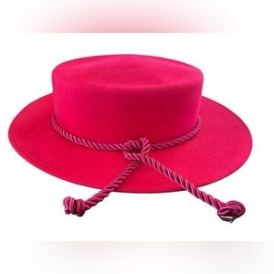 Vintage BollmanPink Wide-Brimmed Hat with Braided Trim  100% wool